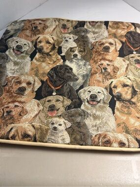 Dog Print Cushion Cover - Multi Brown/Black Dogs Zippered